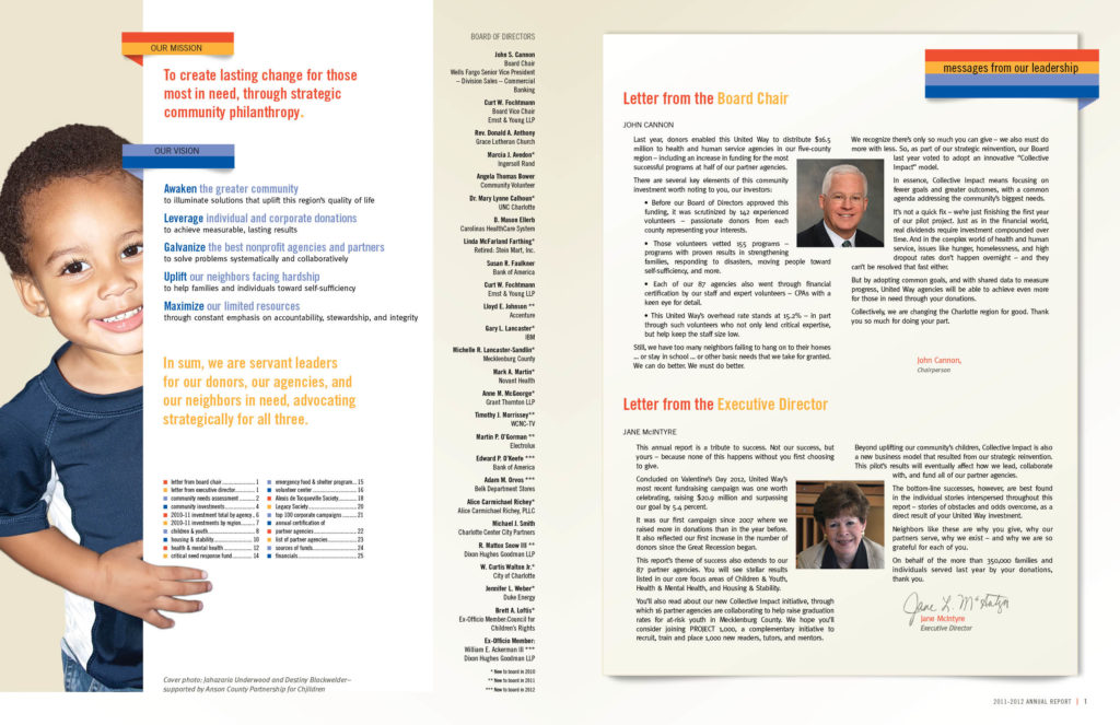 United Way Annual Report Inside cover pages